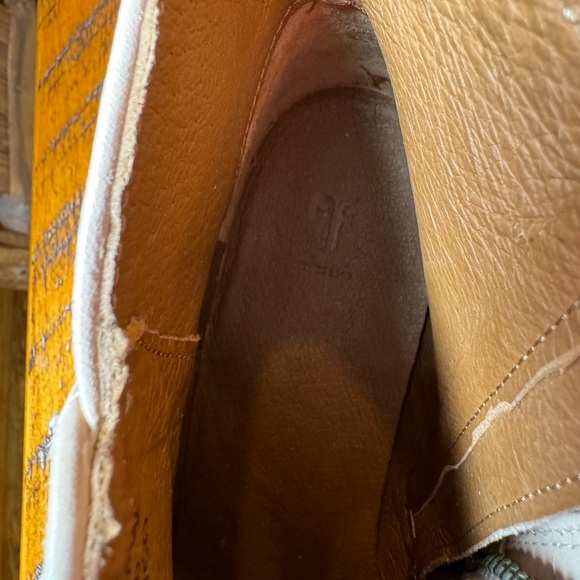 Frye Womens Carson Woven Boot Size 10 Ankle Booties Leather Western Off White - Picture 11 of 16